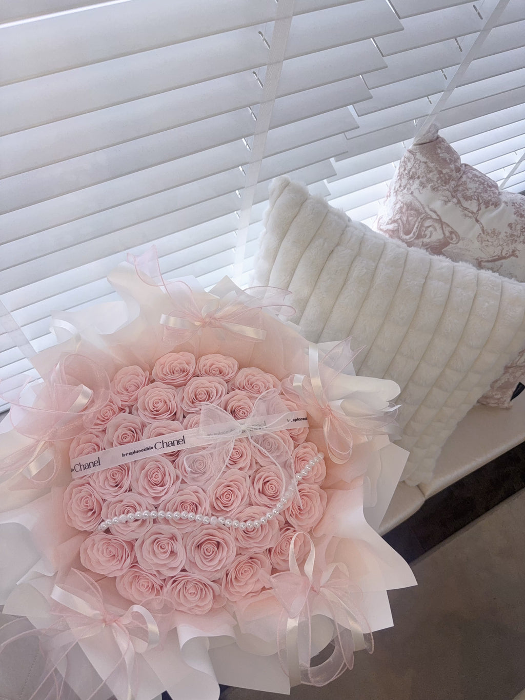 Pink Roses With Beads