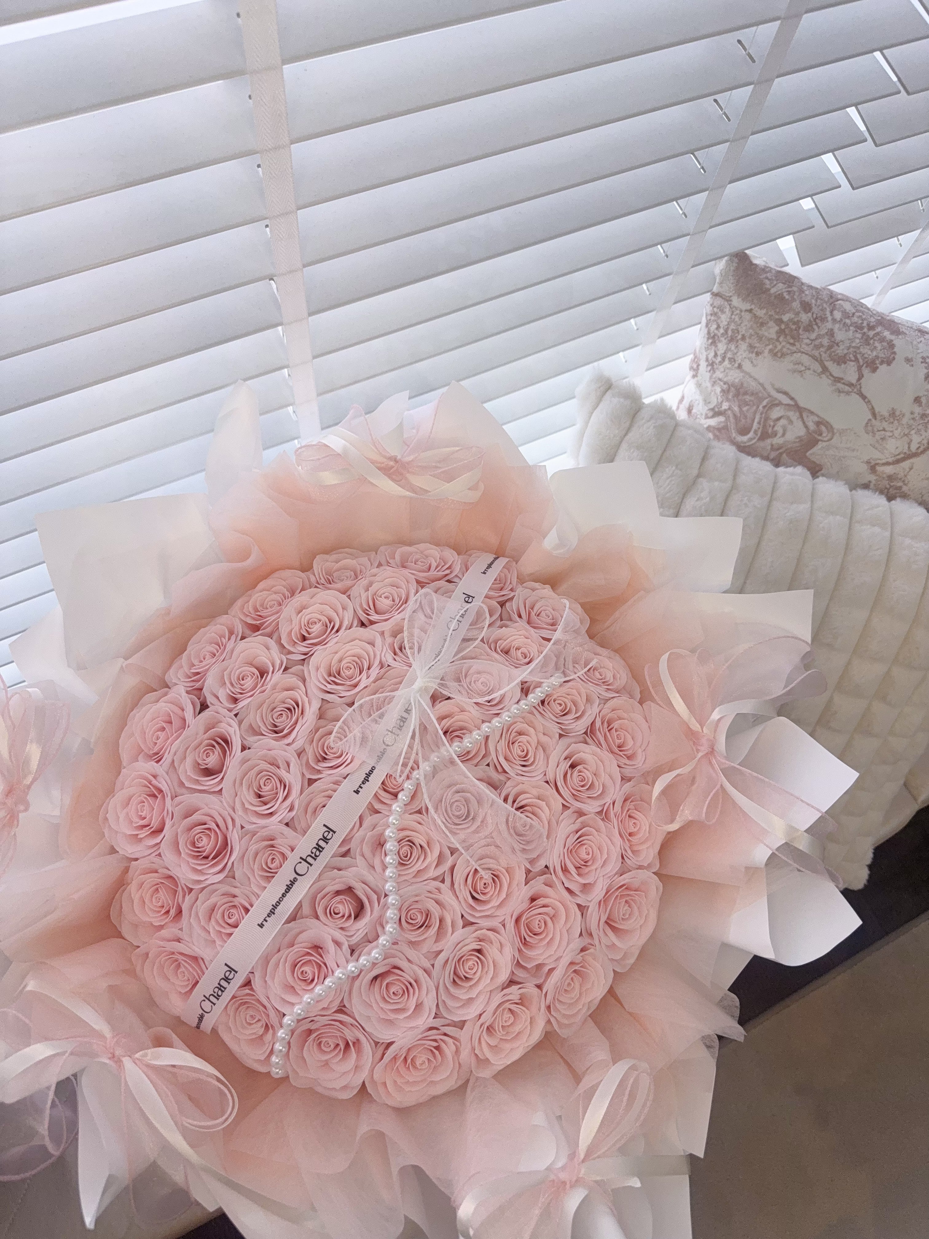 Pink Roses With Beads
